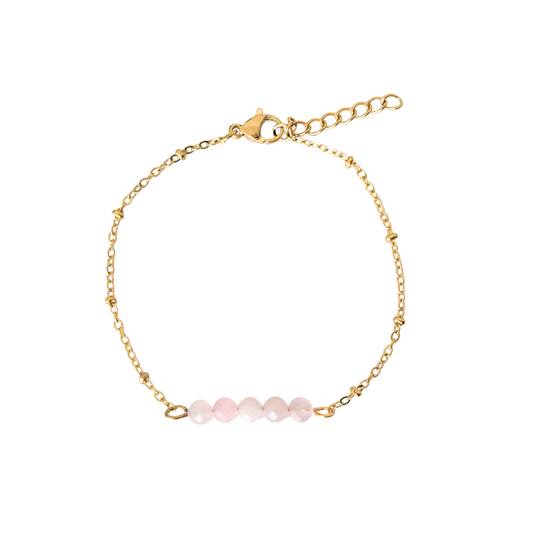 Bracelet rose quartz facet - Gold