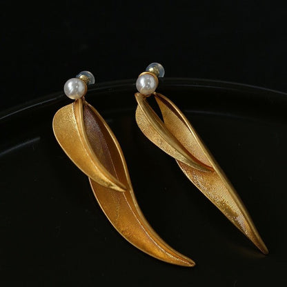 Vintage Style Golden Leaf Earrings