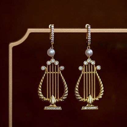 Elegant Greek Harp-Inspired Earrings