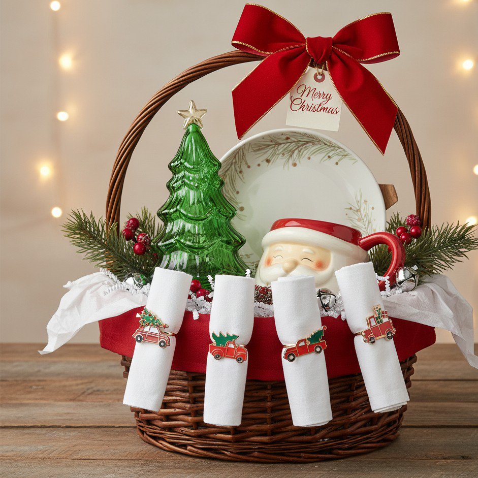 Set of 4 rounds of Christmas towels