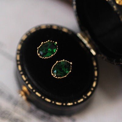 Modern Vintage Green Crystal Ear Studs