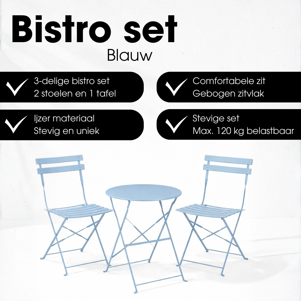 Garden bistro set Laurence Light blue