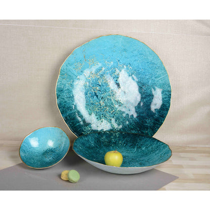 Turquoise bowl with dore edge 20cm