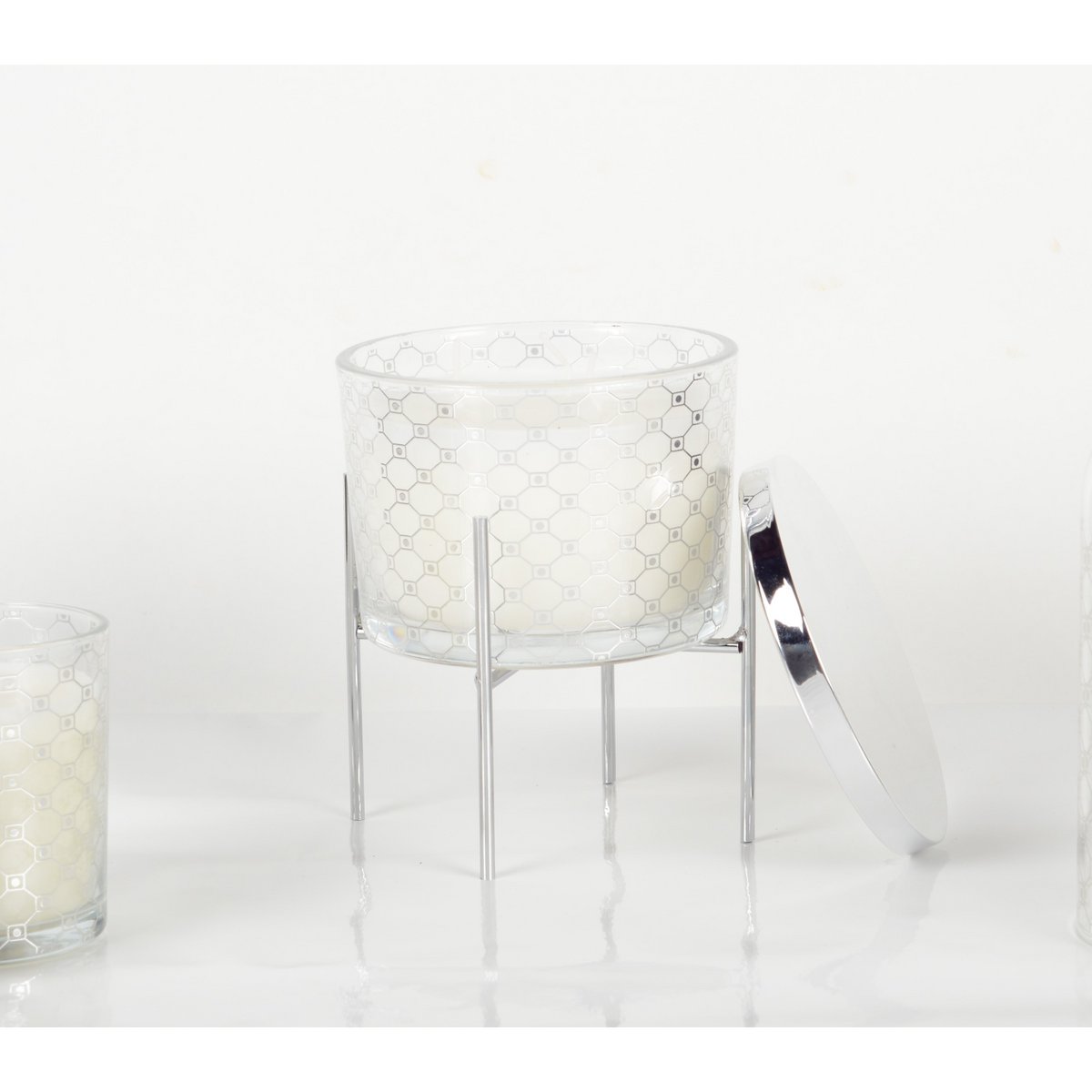 Patchouli perfume candle with silver candle holder