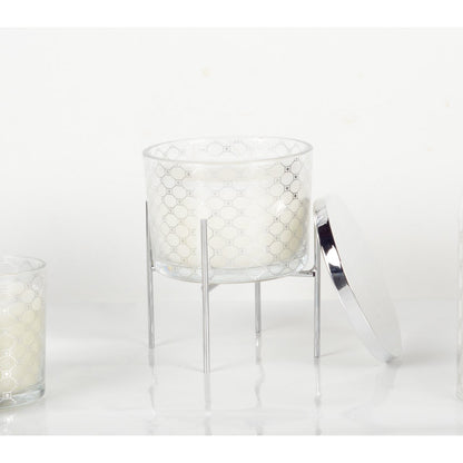 Patchouli perfume candle with silver candle holder