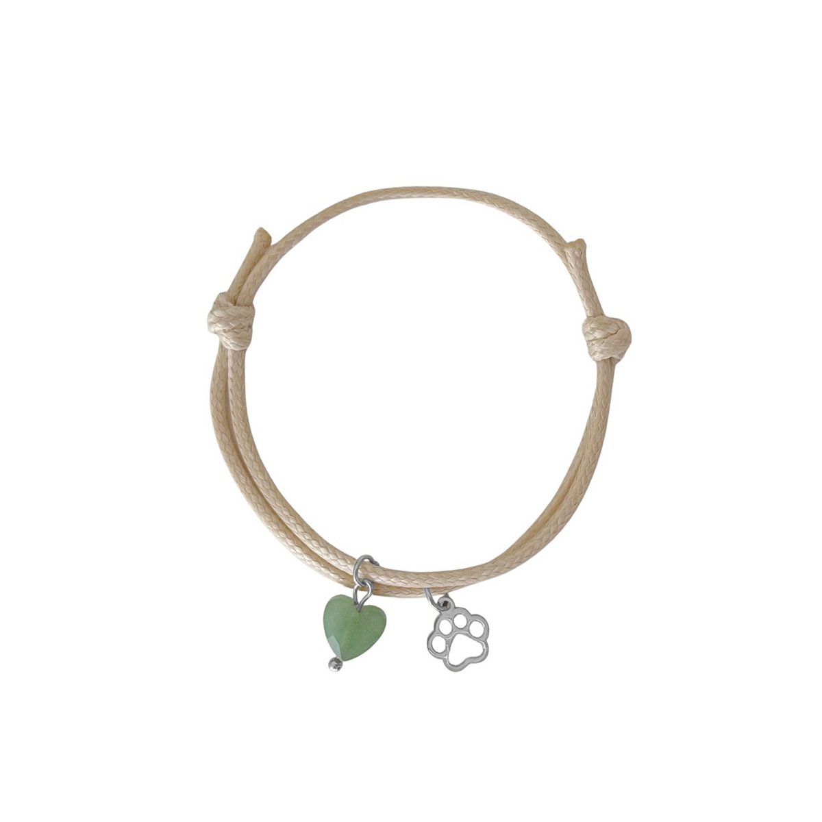 Wax Cord Bracelet Aventurine & Leg - Silver