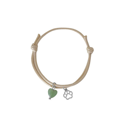 Wax Cord Bracelet Aventurine & Leg - Silver