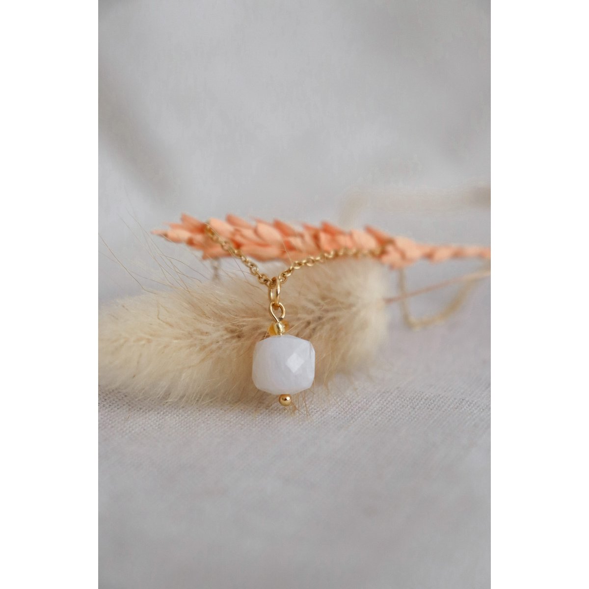 Moonstone Faceted Necklace - Gold