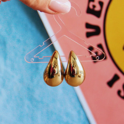 Stainless steel drop earring - shine/gold