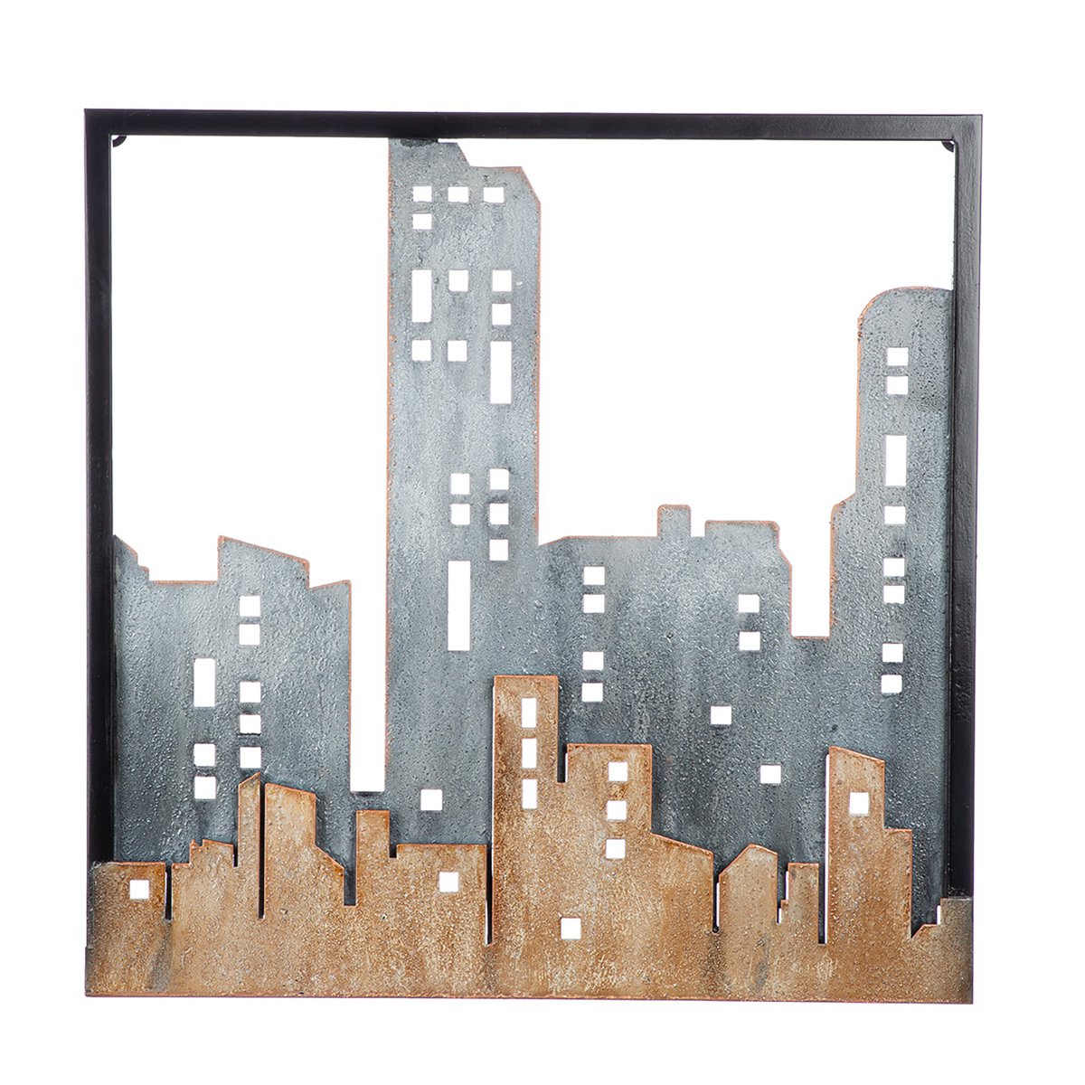 Wall relief City, blue, brown H.50 cm