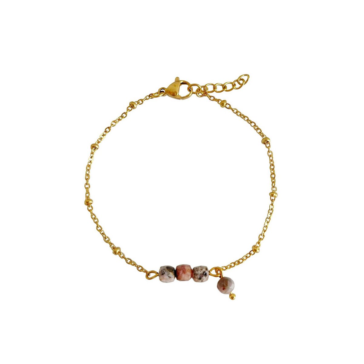 Rhodochrosite Bracelet - Gold