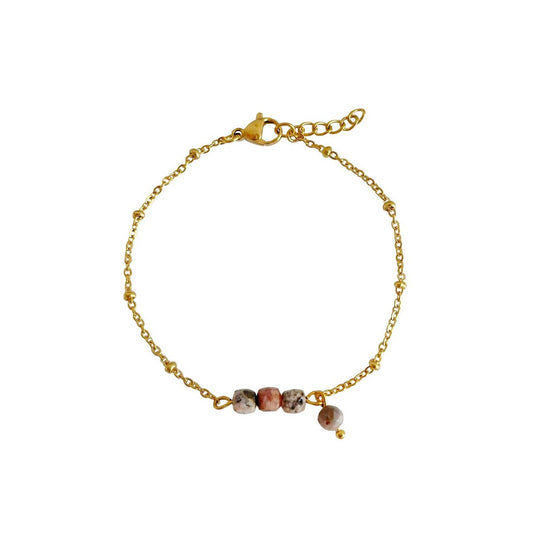 Rhodochrosite Bracelet - Gold