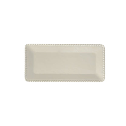 Rectangular cream melamine tray with rope edge 43.5x21x2.5cm