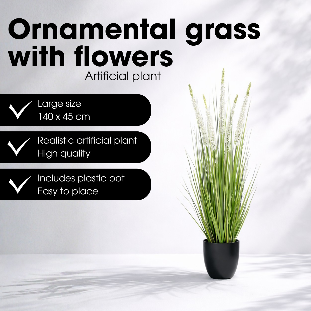 Artificial Plant Ornamental Grass White