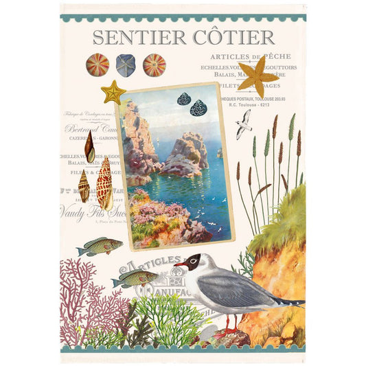Coastal Path Tea Towel Ecru 48 x 72