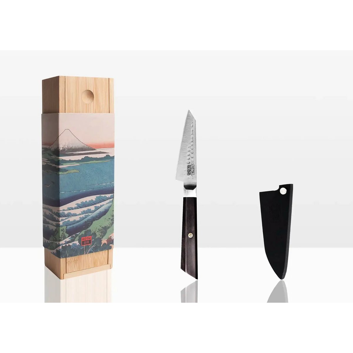 Knife - Bunka paring knife with bamboo Saya and bamboo box - 90 mm blade