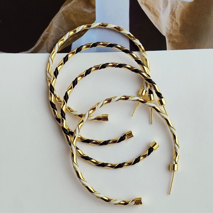 Chic Minimalist Hoop Earrings with Braided Leather