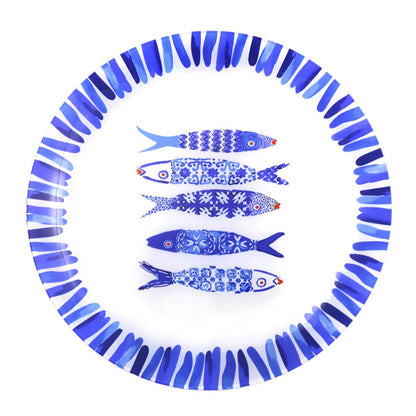 Blue fish presentation plate 30x30x2.2cm