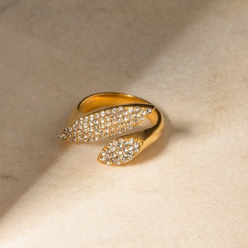 Geometric Dazzling Leaf Rings