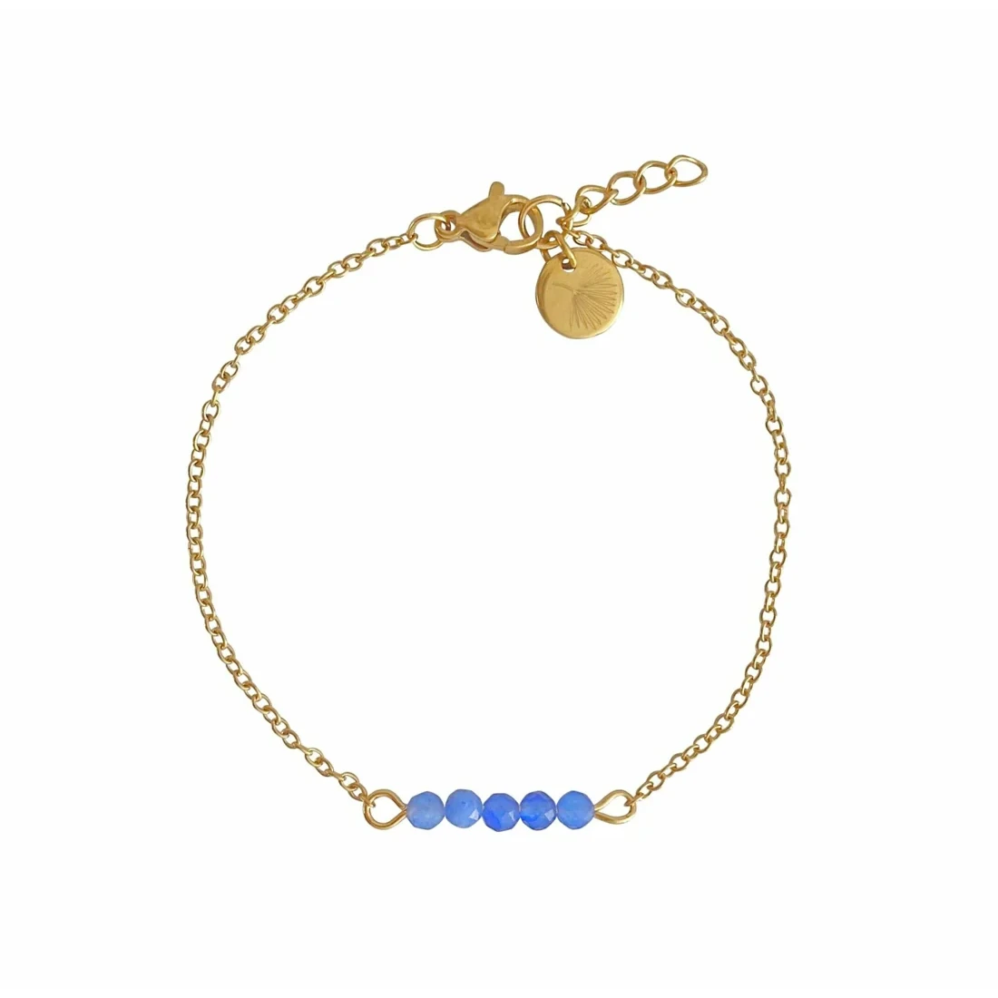 Bracelet Blue Aventurine & Palm Leaf - Gold