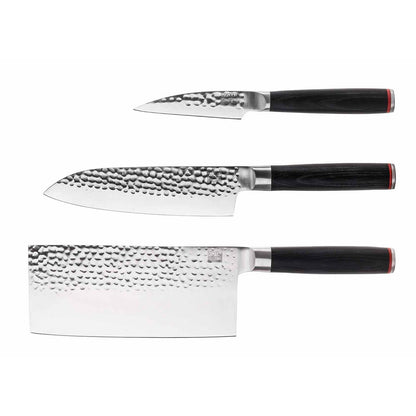 Set of knives - The Asian Set: 3 knives (paring knife + santoku + cleaver)