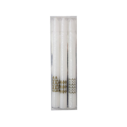 SET 3 BOUGIES FLAMBEAU DECOR DORE