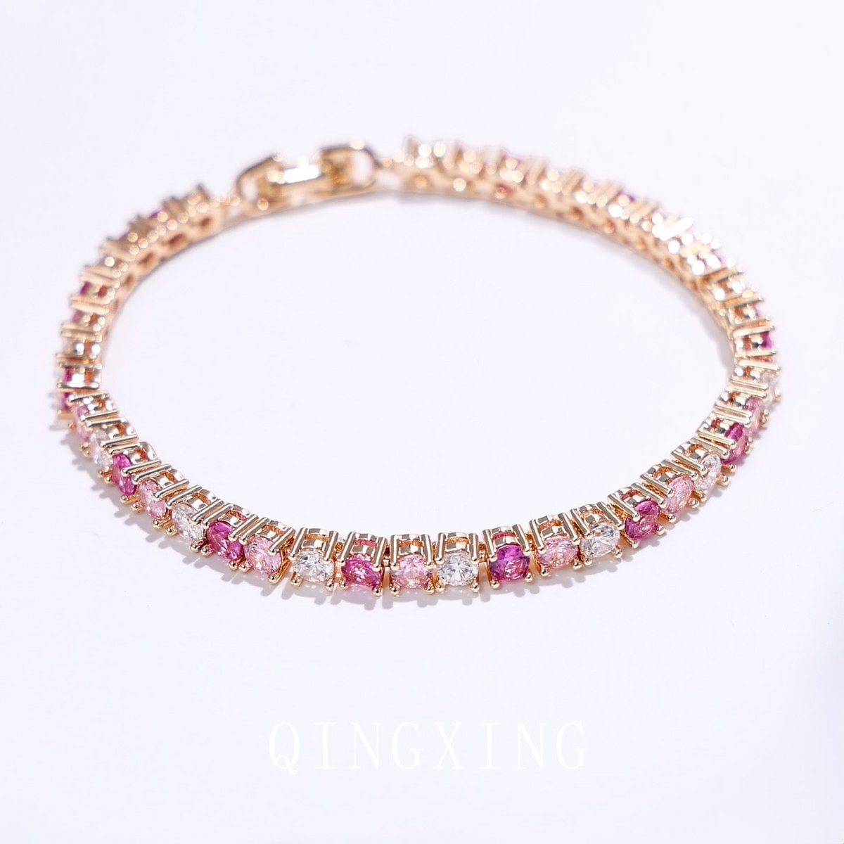 Dazzling Pink Ombré Tennis Bracelet