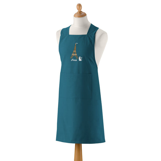 Recycled Japanese kitchen apron Eiffel Tower Peacock 125 x 85