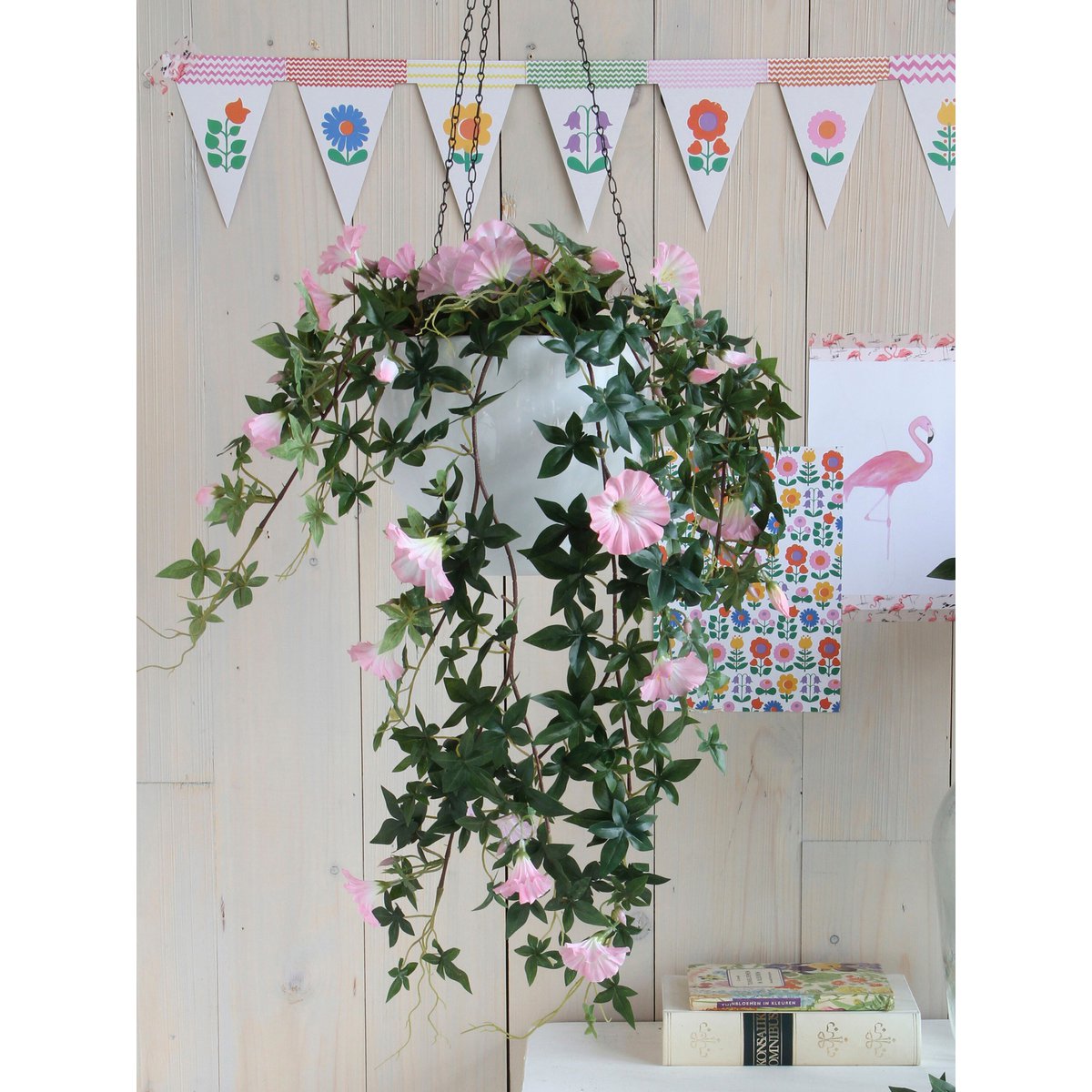 Artificial hanging plant Pink
