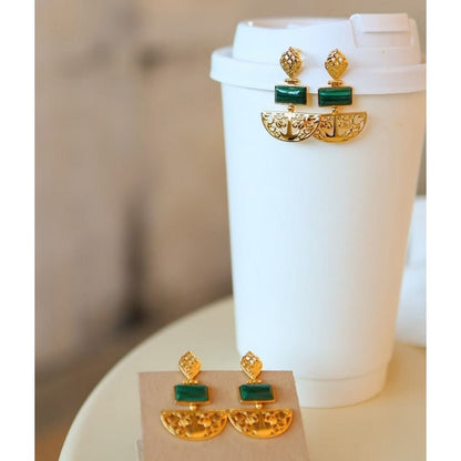 Royal Style Drop Earrings with Malachite