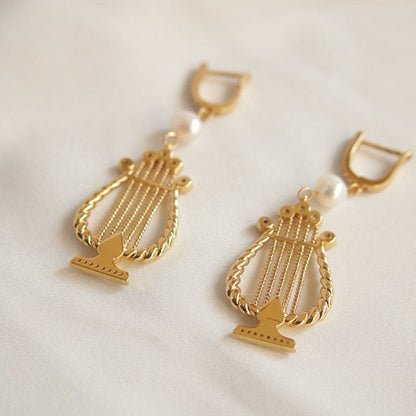 Elegant Greek Harp-Inspired Earrings