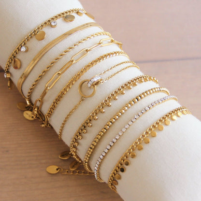 SA833: Steel chain bracelet with coins - silver