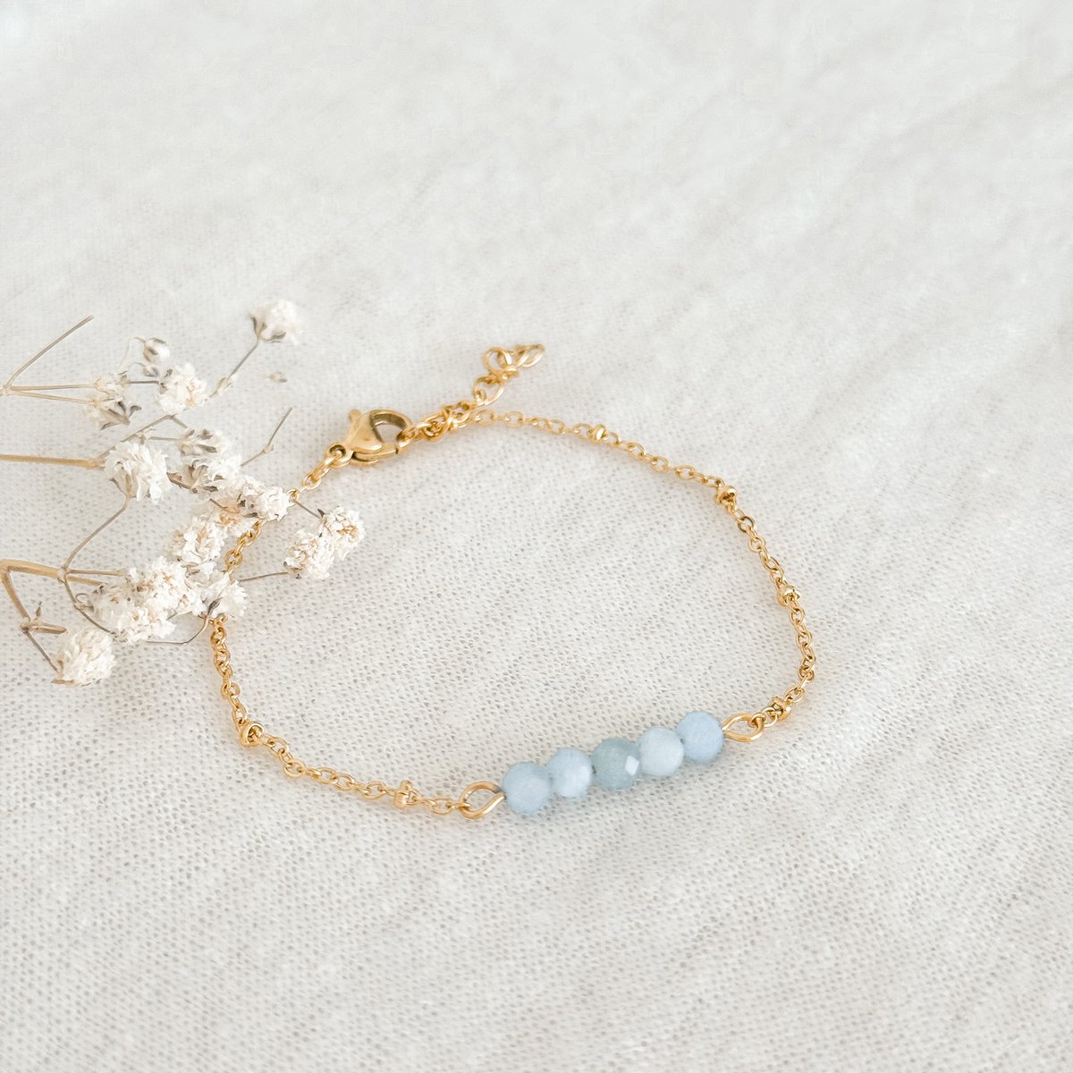 Bracelet Aquamarijn Facet - Gold