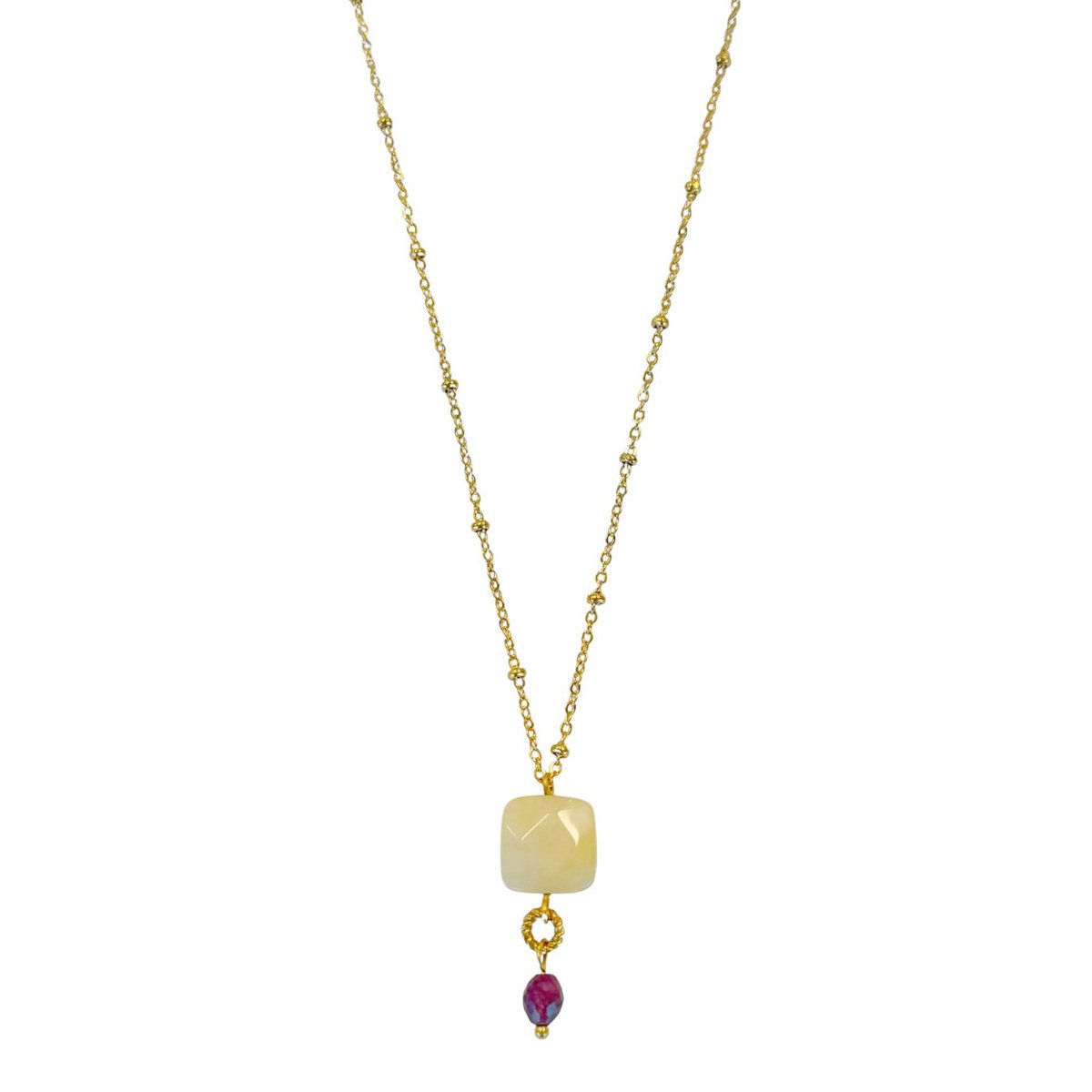 Jade & Garnet Necklace - Gold
