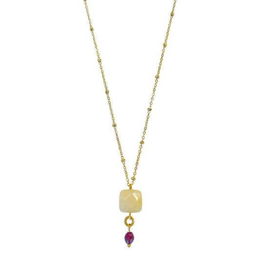 Jade & Garnet Necklace - Gold