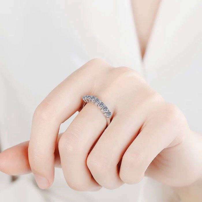 Sparkling Half Eternity Moissanite Rings