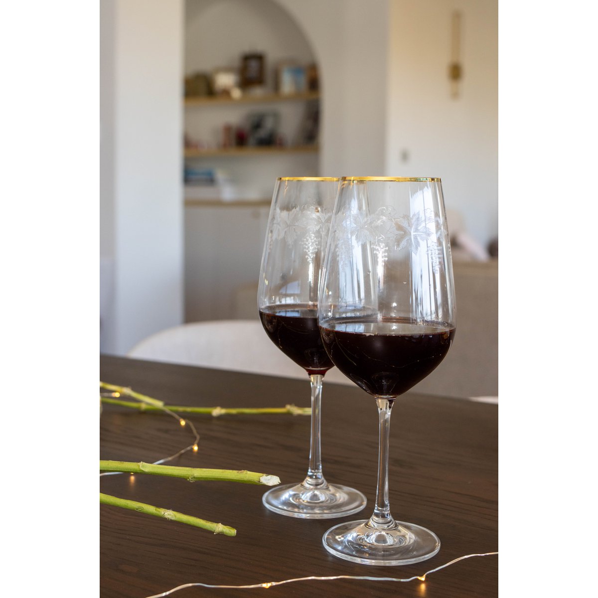 Engraved wine glasses vine gilded - set of 2