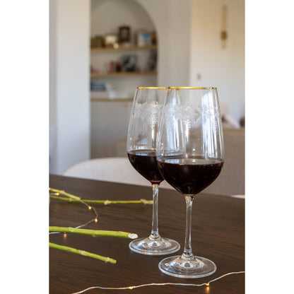 Engraved wine glasses vine gilded - set of 2