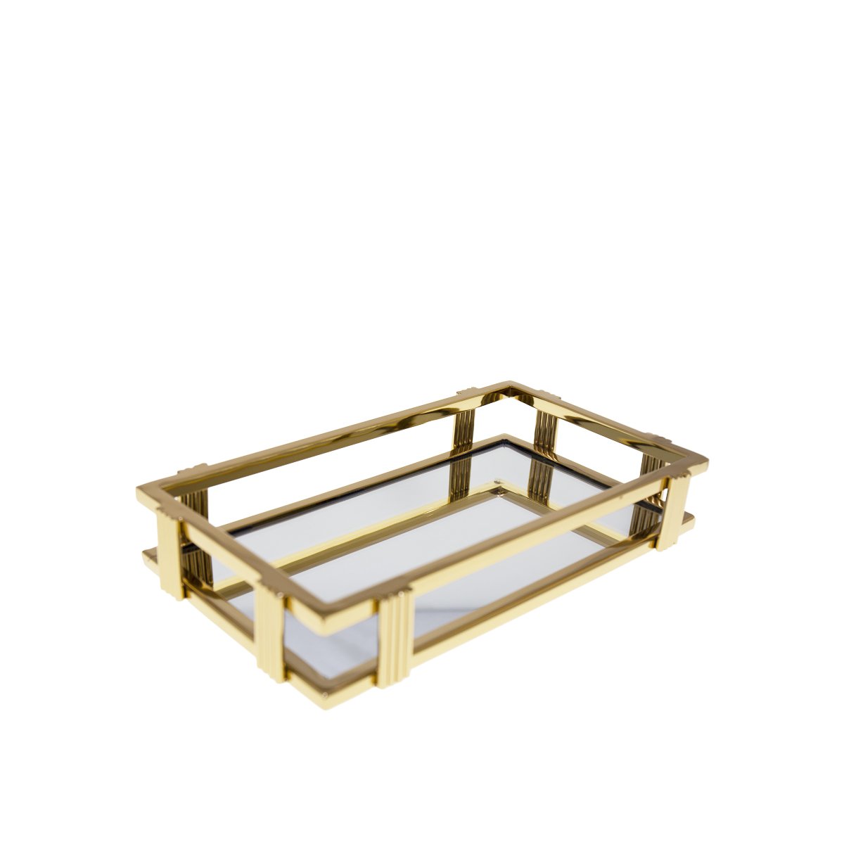 Golden rectangular mirror tray 31x18x5cm