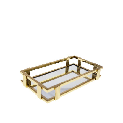 Golden rectangular mirror tray 31x18x5cm