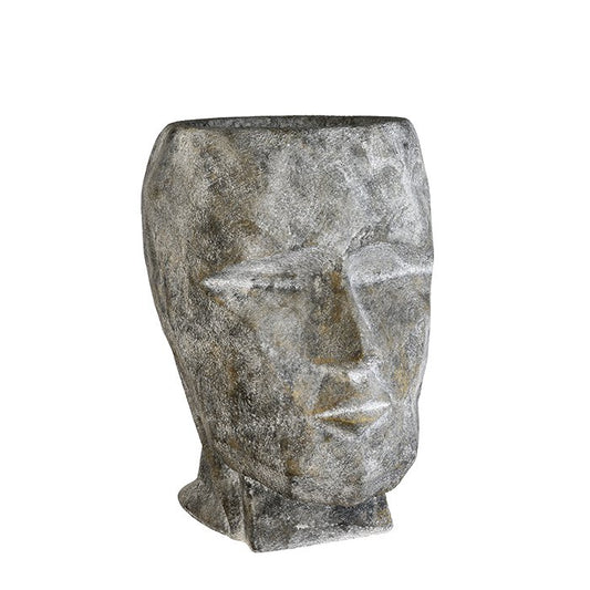 Magnesia planter "Head" gray concrete look H.45cm