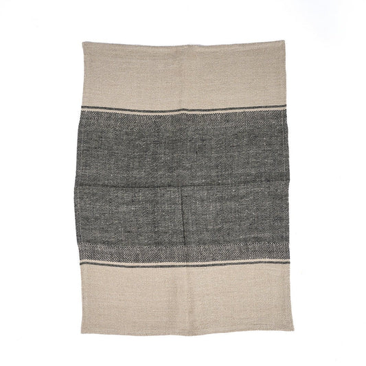 The Linen Moody Kitchen Towel - Natural Black - 50x70