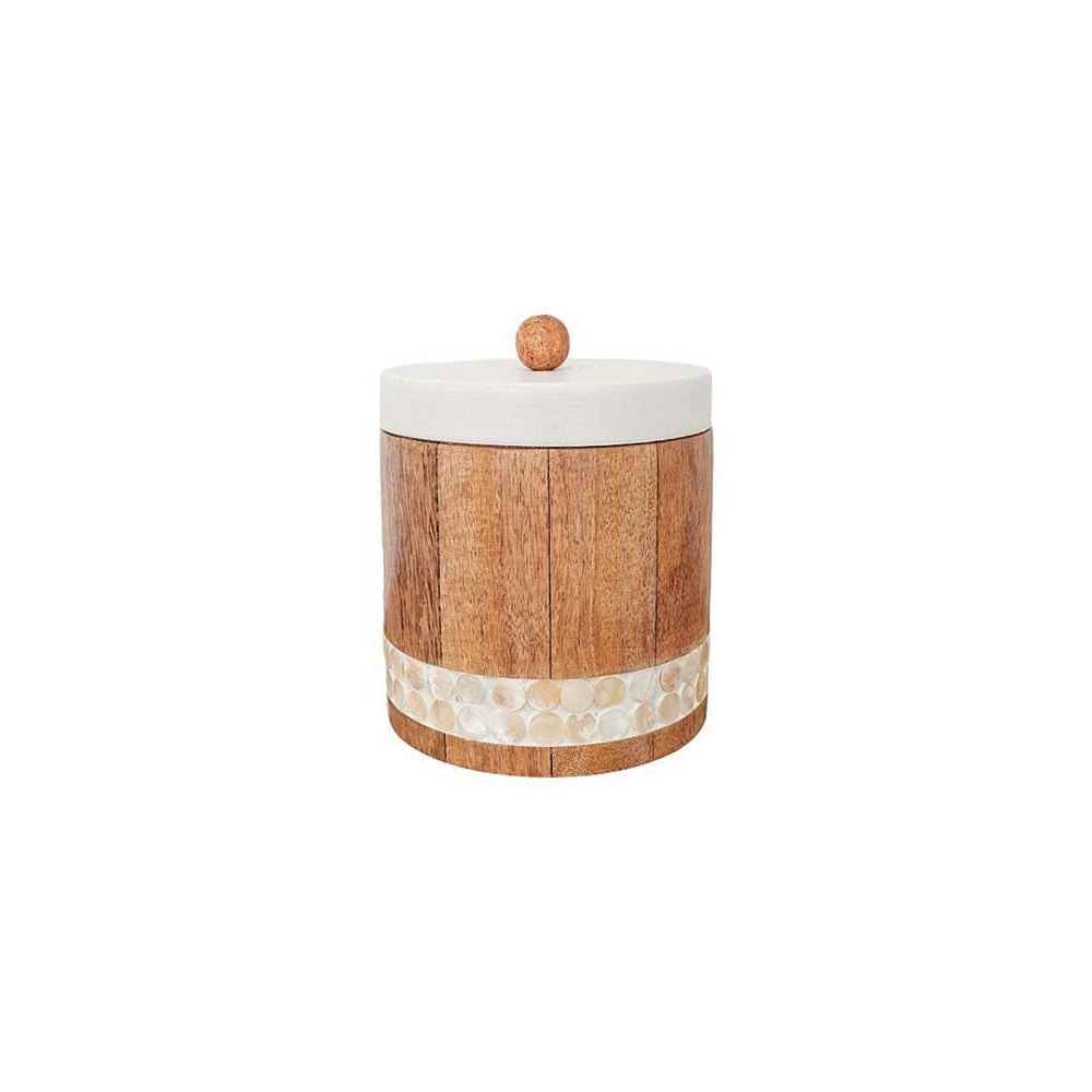 Wooden decorative box with white lid 13x13x12.5cm