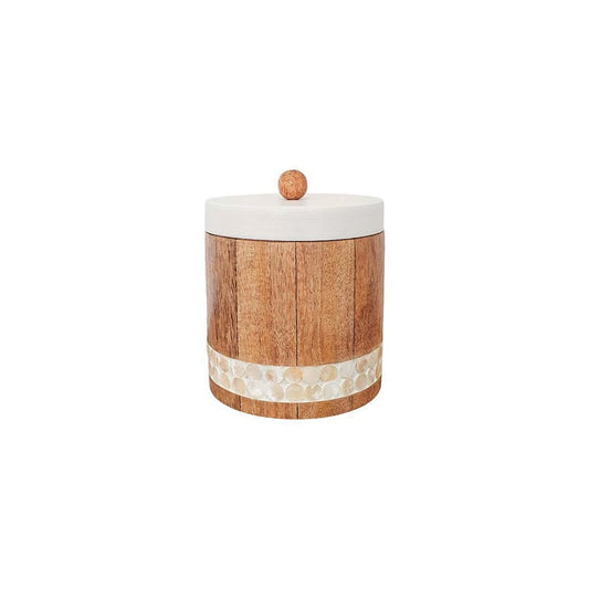 Wooden decorative box with white lid 13x13x12.5cm
