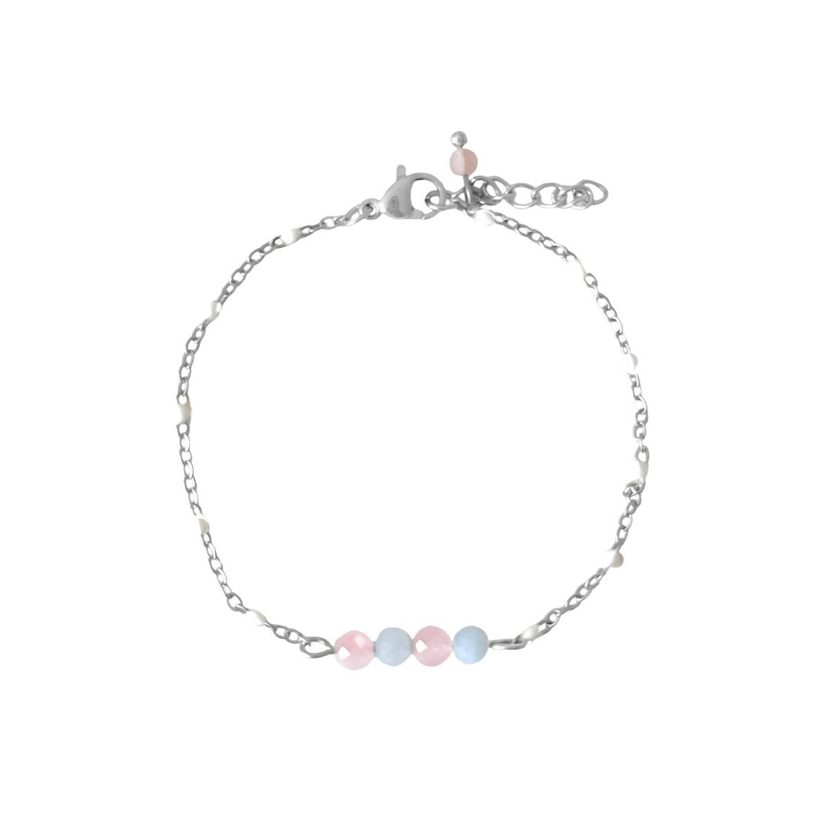 Aquamarine and rose quartz bracelet - silver