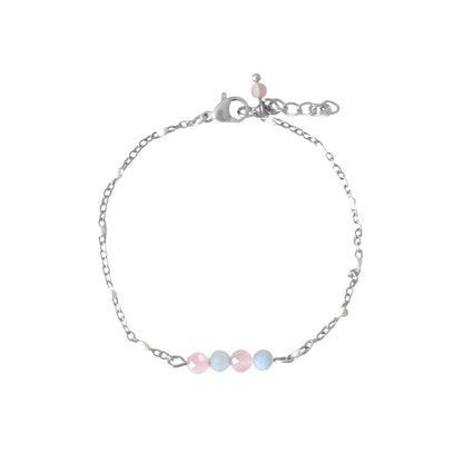Aquamarine and rose quartz bracelet - silver