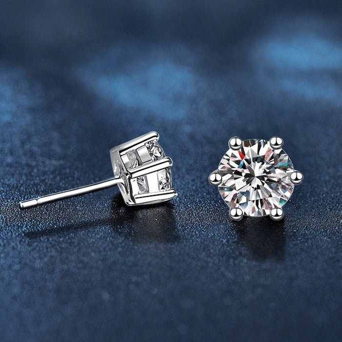 Classic 6 Claws Solitaire Earrings - Moissanite Stone