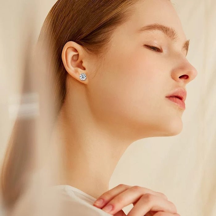 Classic 6 Claws Solitaire Earrings - Moissanite Stone