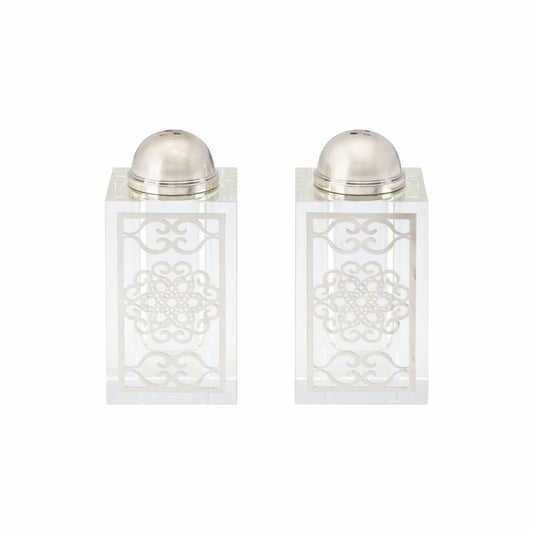 Silver arabesque crystal style salt and pepper shakers