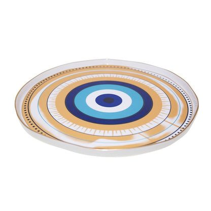 White and blue porcelain tray D30.5cm